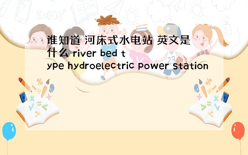 谁知道 河床式水电站 英文是什么 river bed type hydroelectric power station