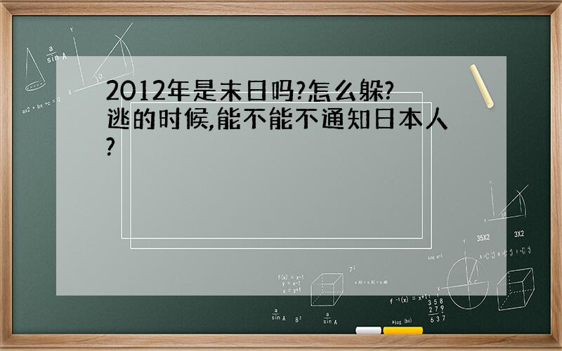 2012年是末日吗?怎么躲?逃的时候,能不能不通知日本人?