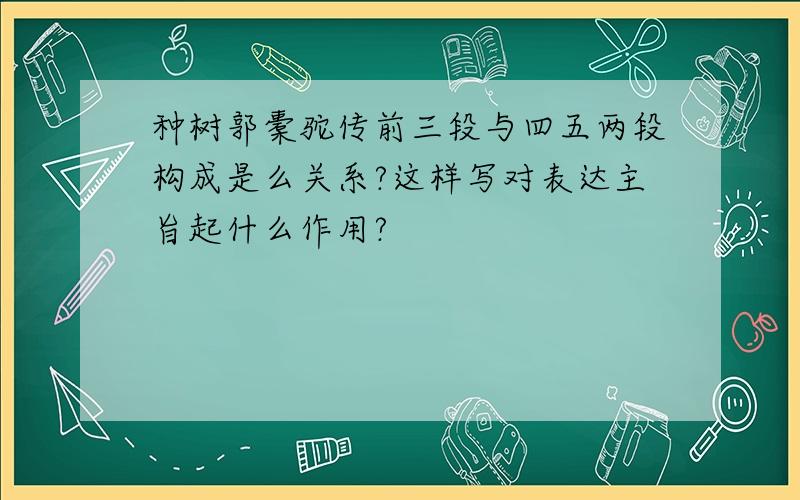 种树郭橐驼传前三段与四五两段构成是么关系?这样写对表达主旨起什么作用?