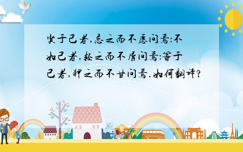 贤于己者,忌之而不愿问焉：不如己者,轻之而不屑问焉：等于己者,狎之而不甘问焉.如何翻译?