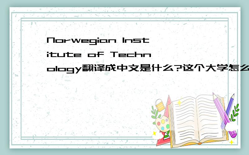 Norwegian Institute of Technology翻译成中文是什么?这个大学怎么样?