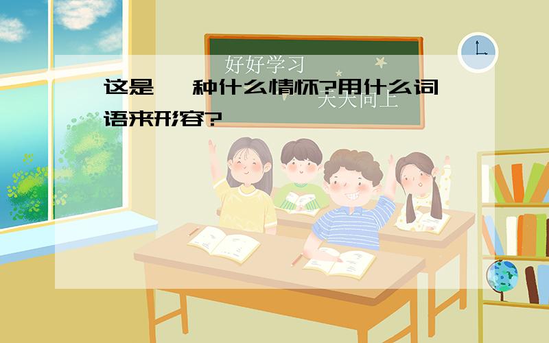 这是 一种什么情怀?用什么词语来形容?