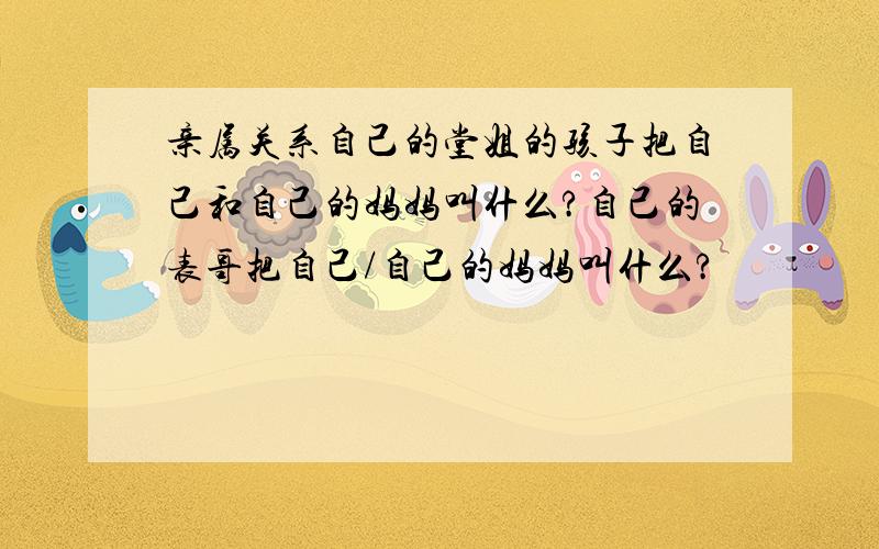 亲属关系自己的堂姐的孩子把自己和自己的妈妈叫什么?自己的表哥把自己/自己的妈妈叫什么?