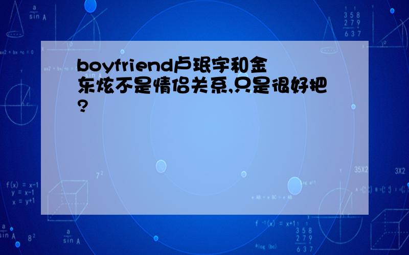 boyfriend卢珉宇和金东炫不是情侣关系,只是很好把?