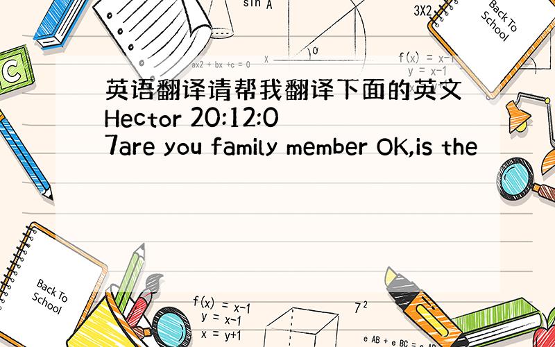 英语翻译请帮我翻译下面的英文Hector 20:12:07are you family member OK,is the