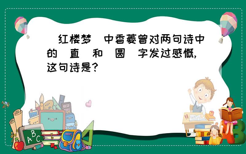 （红楼梦）中香菱曾对两句诗中的（直）和（圆）字发过感慨,这句诗是?