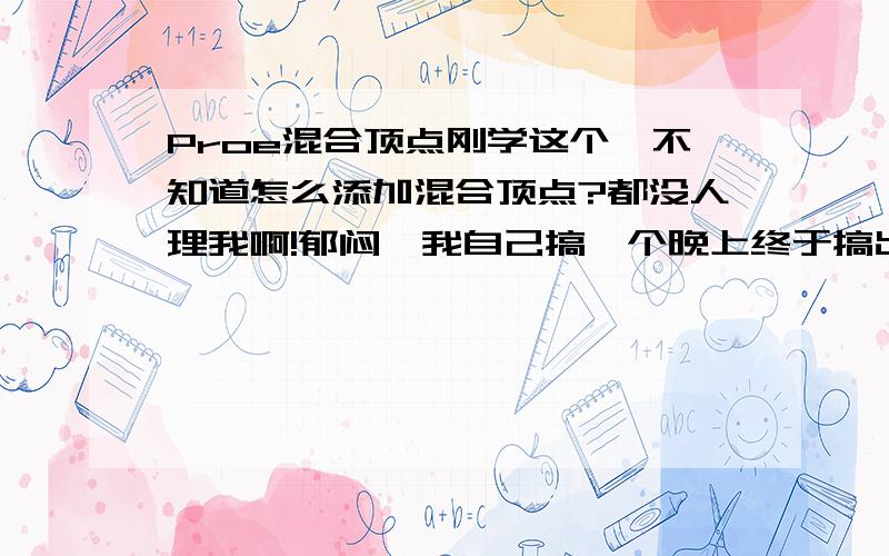 Proe混合顶点刚学这个,不知道怎么添加混合顶点?都没人理我啊!郁闷,我自己搞一个晚上终于搞出来了!借了本垃圾书,也不讲