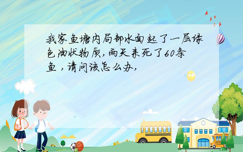 我家鱼塘内局部水面起了一层绿色油状物质,两天来死了60条鱼 ,请问该怎么办,