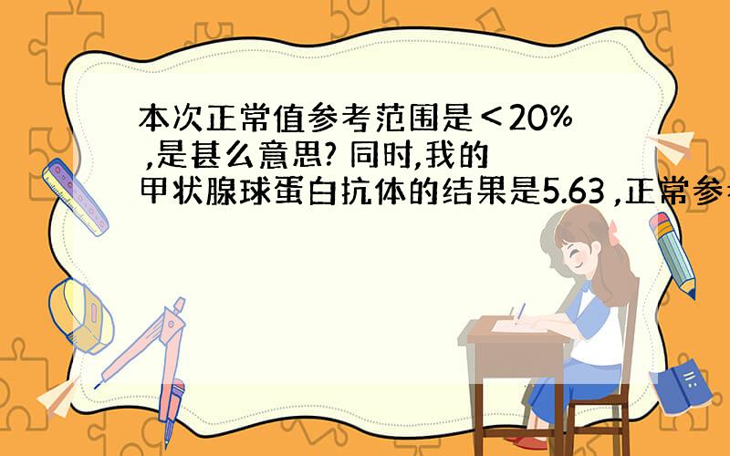 本次正常值参考范围是＜20% ,是甚么意思? 同时,我的甲状腺球蛋白抗体的结果是5.63 ,正常参考值＜30%,