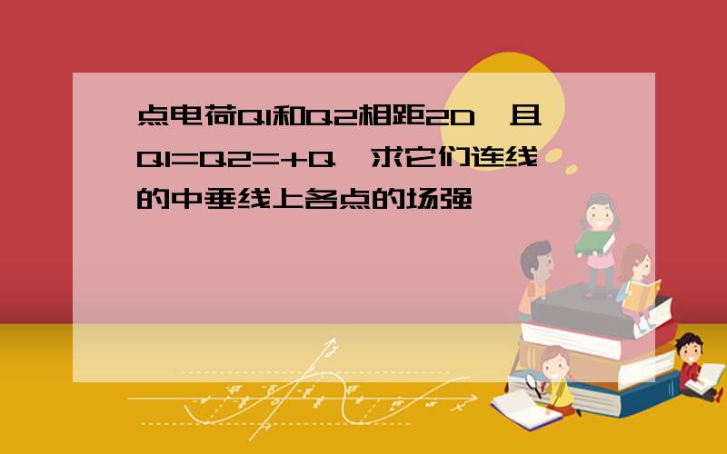 点电荷Q1和Q2相距2D,且Q1=Q2=+Q,求它们连线的中垂线上各点的场强