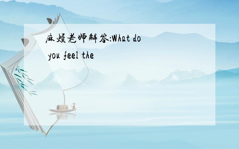 麻烦老师解答：What do you feel the