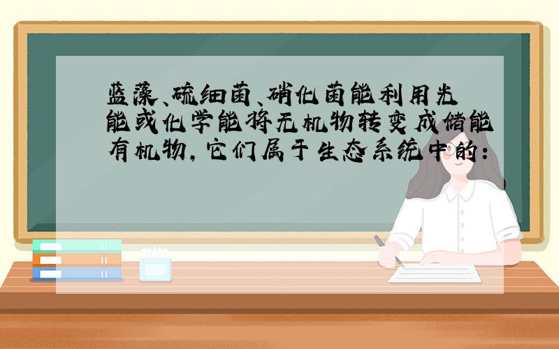 蓝藻、硫细菌、硝化菌能利用光能或化学能将无机物转变成储能有机物,它们属于生态系统中的：