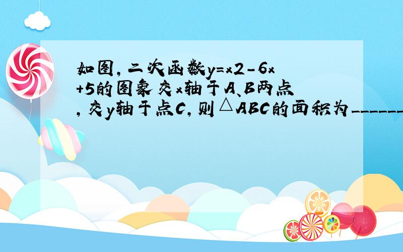 如图，二次函数y=x2-6x+5的图象交x轴于A、B两点，交y轴于点C，则△ABC的面积为______．