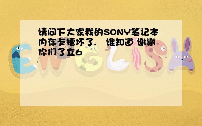 请问下大家我的SONY笔记本内存卡槽坏了.　谁知道 谢谢你们了立6