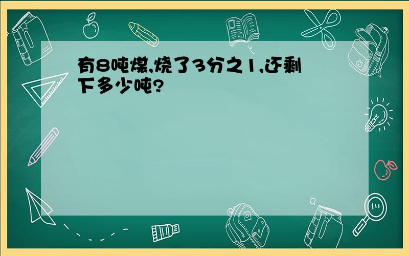 有8吨煤,烧了3分之1,还剩下多少吨?