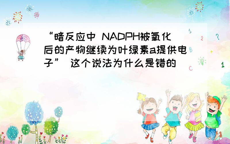 “暗反应中 NADPH被氧化后的产物继续为叶绿素a提供电子” 这个说法为什么是错的