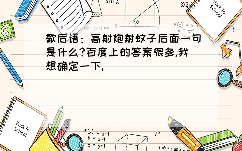 歇后语：高射炮射蚊子后面一句是什么?百度上的答案很多,我想确定一下,