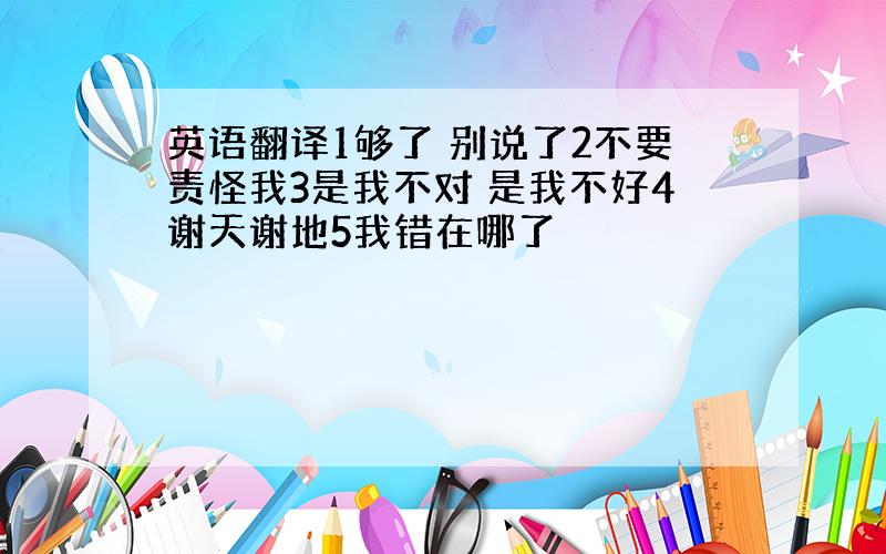 英语翻译1够了 别说了2不要责怪我3是我不对 是我不好4谢天谢地5我错在哪了