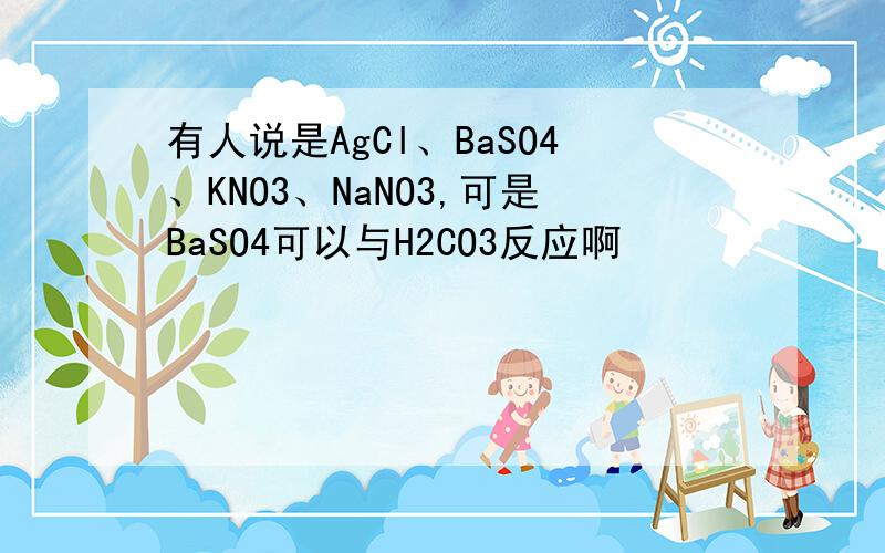 有人说是AgCl、BaSO4、KNO3、NaNO3,可是BaSO4可以与H2CO3反应啊