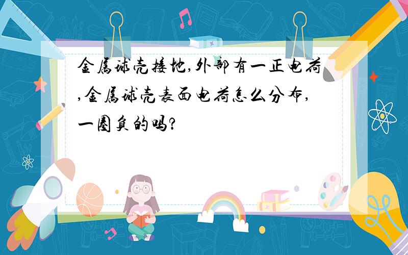 金属球壳接地,外部有一正电荷,金属球壳表面电荷怎么分布,一圈负的吗?