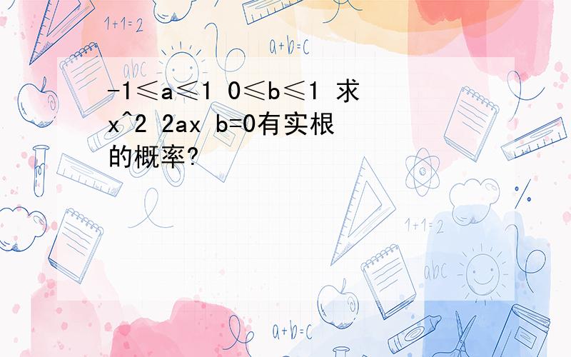 -1≤a≤1 0≤b≤1 求x^2 2ax b=0有实根的概率?