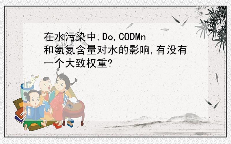 在水污染中,Do,CODMn和氨氮含量对水的影响,有没有一个大致权重?