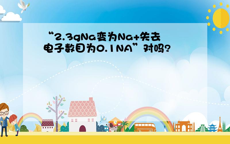 “2.3gNa变为Na+失去电子数目为0.1NA”对吗?