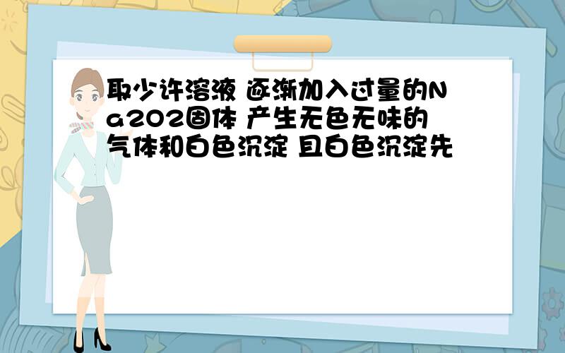 取少许溶液 逐渐加入过量的Na2O2固体 产生无色无味的气体和白色沉淀 且白色沉淀先