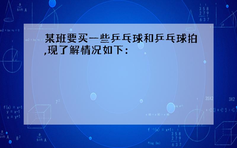 某班要买一些乒乓球和乒乓球拍,现了解情况如下：