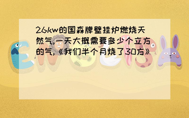 26kw的国森牌壁挂炉燃烧天然气,一天大概需要多少个立方的气,《我们半个月烧了30方》