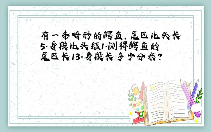 有一条畸形的鳄鱼,尾巴比头长5.身段比头短1.测得鳄鱼的尾巴长13.身段长多少分米?