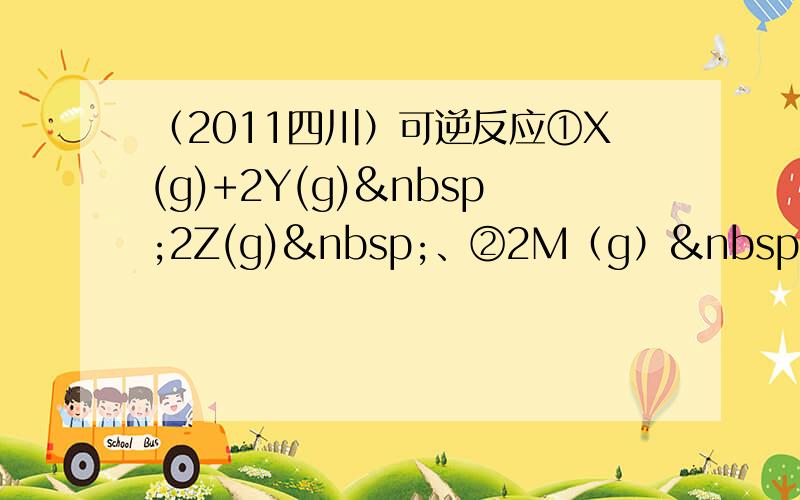 （2011四川）可逆反应①X(g)+2Y(g) 2Z(g) 、②2M（g） N（g）+P(