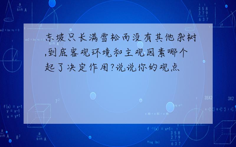 东坡只长满雪松而没有其他杂树,到底客观环境和主观因素哪个起了决定作用?说说你的观点