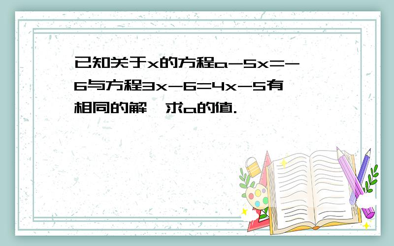 已知关于x的方程a-5x=-6与方程3x-6=4x-5有相同的解,求a的值.