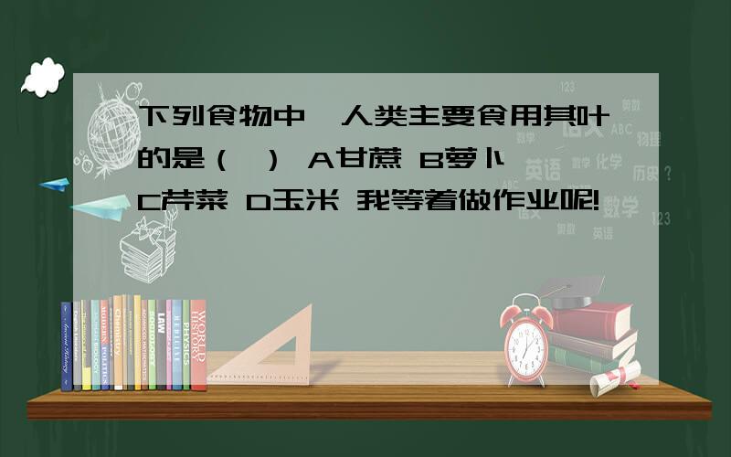 下列食物中,人类主要食用其叶的是（ ） A甘蔗 B萝卜 C芹菜 D玉米 我等着做作业呢!