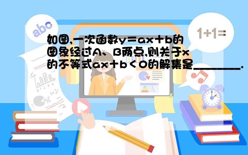 如图,一次函数y＝ax＋b的图象经过A、B两点,则关于x的不等式ax＋b＜0的解集是________.