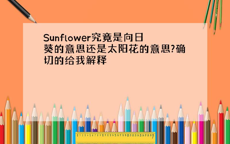 Sunflower究竟是向日葵的意思还是太阳花的意思?确切的给我解释