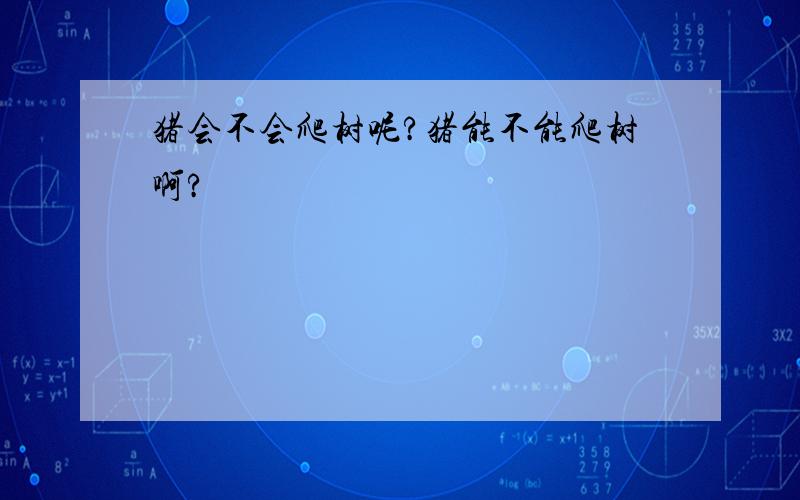 猪会不会爬树呢?猪能不能爬树啊?