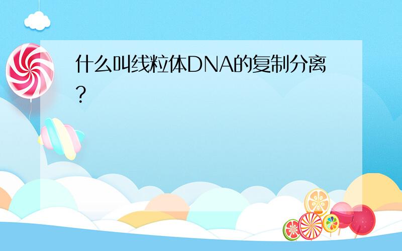 什么叫线粒体DNA的复制分离?