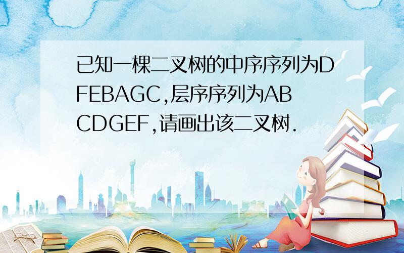 已知一棵二叉树的中序序列为DFEBAGC,层序序列为ABCDGEF,请画出该二叉树.