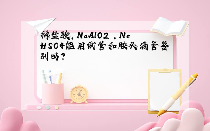 稀盐酸,NaAlO2 ,NaHSO4能用试管和胶头滴管鉴别吗?