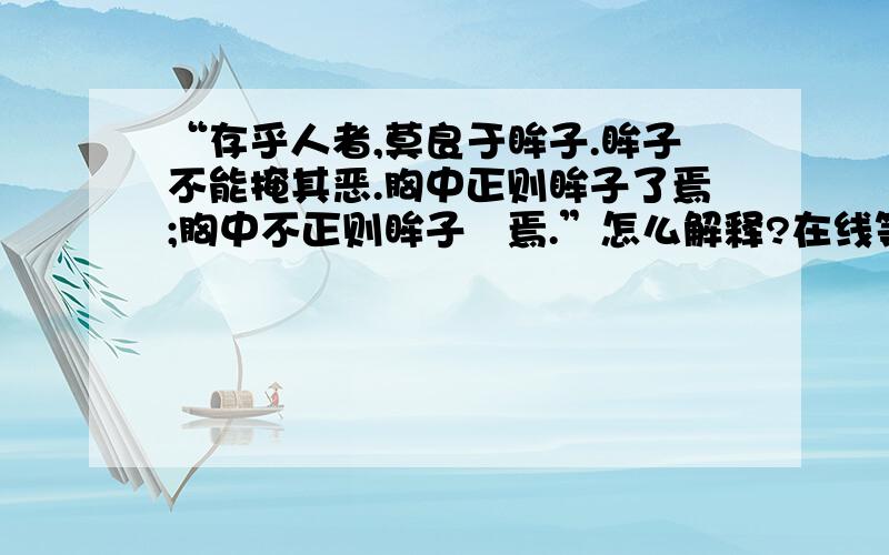 “存乎人者,莫良于眸子.眸子不能掩其恶.胸中正则眸子了焉;胸中不正则眸子眊焉.”怎么解释?在线等……