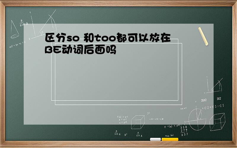 区分so 和too都可以放在BE动词后面吗