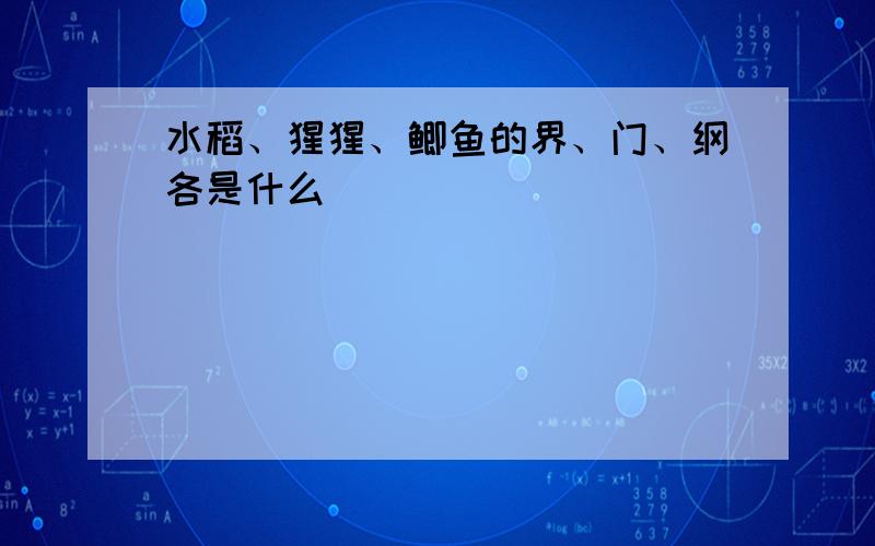 水稻、猩猩、鲫鱼的界、门、纲各是什么