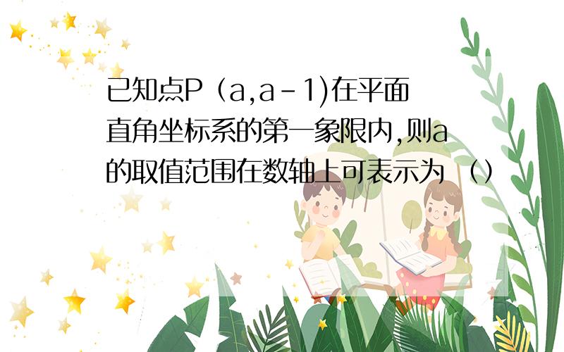 已知点P（a,a-1)在平面直角坐标系的第一象限内,则a的取值范围在数轴上可表示为 （）