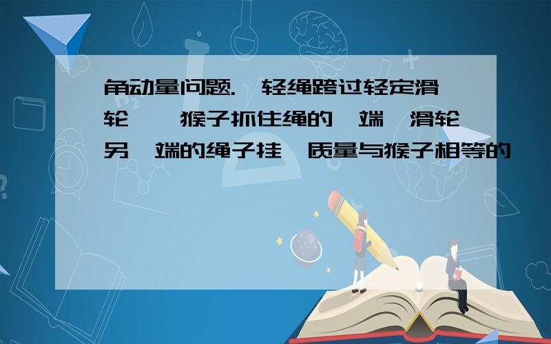 角动量问题.一轻绳跨过轻定滑轮,一猴子抓住绳的一端,滑轮另一端的绳子挂一质量与猴子相等的