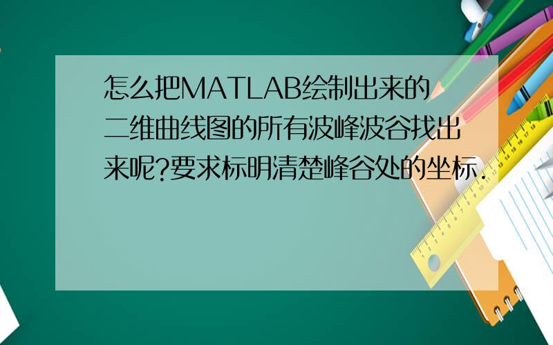 怎么把MATLAB绘制出来的二维曲线图的所有波峰波谷找出来呢?要求标明清楚峰谷处的坐标.