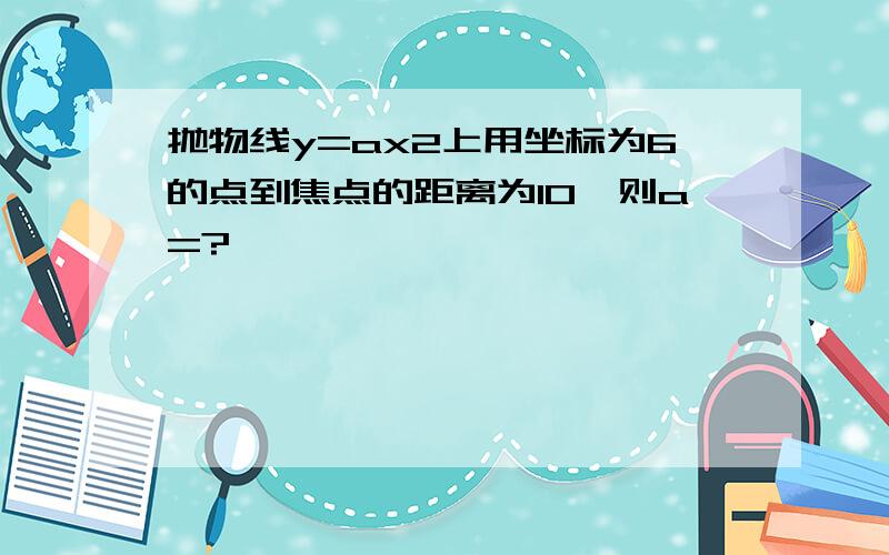 抛物线y=ax2上用坐标为6的点到焦点的距离为10,则a=?