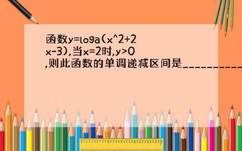 函数y=loga(x^2+2x-3),当x=2时,y>0,则此函数的单调递减区间是__________