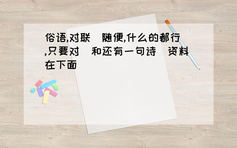 俗语,对联（随便,什么的都行,只要对）和还有一句诗（资料在下面）